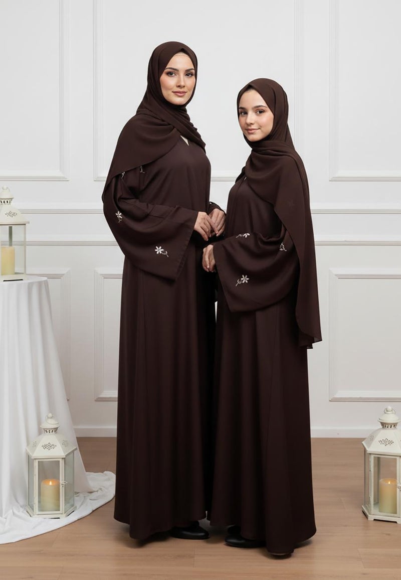 NUKHBAA Luxurious Al-Zahra Mother & Daughter Matching Abaya Set | Nida Fabric-630MD  (Dresses are sold individually. To create a matching mom and daughter set, please purchase two items in different sizes) - Image 1